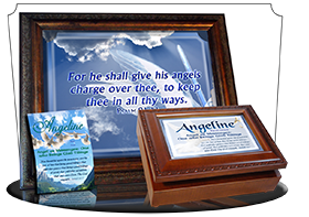 SG-8x10-AN15, Large 10x12 Plaque with Custom Bible Verse  dove peace angels, Psalm 91:11