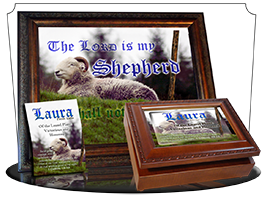 8x10-AN62, personalized 10x12 name meaning print, Shaffer, framed with  name meaning & Bible verse,  sheep ram shepherd flock lamb staff Laura
