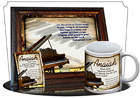 MU-MU01, Coffee Mug with Name Meaning and  Bible Verse, personalized, piano music notes anaiah