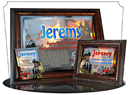 PL-PP24, Name Meaning Print,  Framed, Bible Verse, personalized, bravery courage fireman firefighter fire child jeremy
