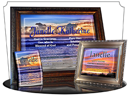 PL-SS22, Name Meaning Print,  Framed, Bible Verse, personalized, janelle sunset