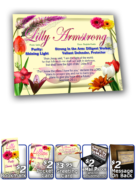 8x10-FL18, personalized 10x12 name meaning print, framed with  name meaning & Bible verse, , personalized, flower,  lillian flower floral garden  This floral wideplaque design is bursting with color!  You can almost smell the blend of fragrances that arti