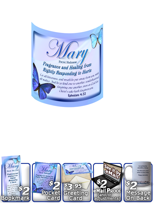 MU-BF02, Coffee Mug with Name Meaning and  Bible Verse butterfly blue mary
