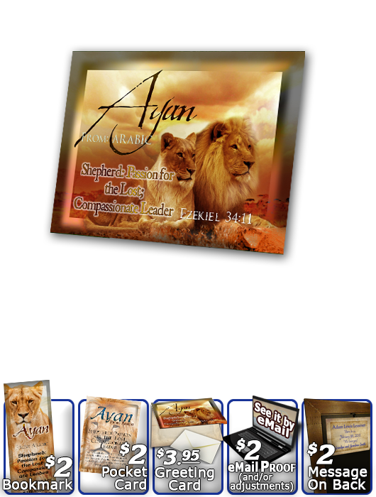 PL-AN05, Name Meaning Print,  Framed, Bible Verse Ayan Lion Lioness, pride african