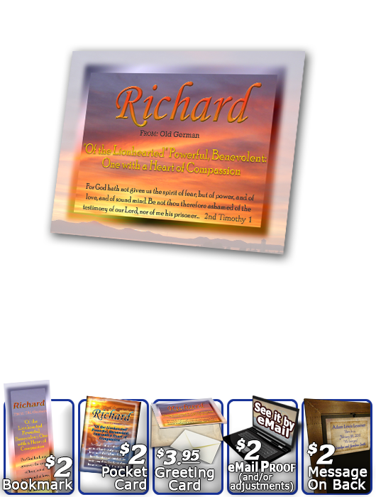 PL-SS18, Name Meaning Print,  Framed, Bible Verse, personalized, richard, sunset, simple