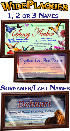 Name Meaning WidePlaques for first, middle and/or last names