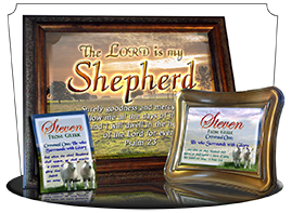 SG-MB-AN03, Custom Bible Verse on a Music Box, Bible Verse two lambs sheep, Psalm 23, Shepherd