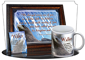 MU-AN47, Coffee Mug with Name Meaning and  Bible Verse eagle hawk bird walker