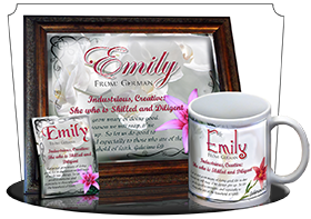 MU-FL09, Coffee Mug with Name Meaning and  Bible Verse, personalized, flower, emily pink lily
