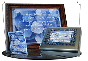 PL-FL33, Name Meaning Print,  Framed, Bible Verse, personalized, floral flower, blue soft flowers gemma