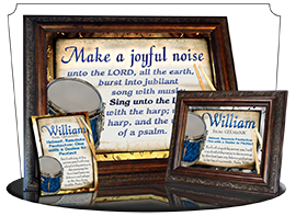 PL-MU02, Name Meaning Print,  Framed, Bible Verse, personalized, music notes william drums