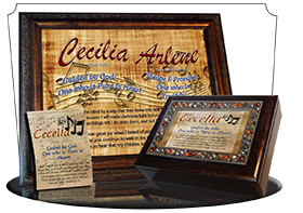 MU-MU11, Music Box with personalized name meaning & Bible verse, , personalized, music notes cecelia