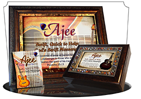 MU-MU19, Coffee Mug with Name Meaning and  Bible Verse, personalized, music notes ajee guitar acoustic