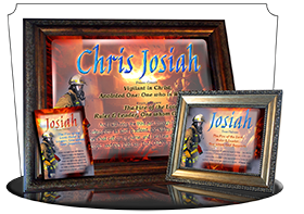 PL-PP23, Name Meaning Print,  Framed, Bible Verse, personalized, bravery courage fireman firefighter fire josiah