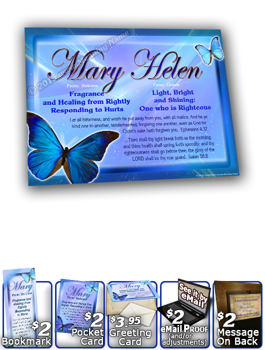 8x10-BF02, personalized 10x12 name meaning print, framed with  name meaning & Bible verse,  butterfly blue mary  Butterflies of blue dance on a tapestry of sapphire while they waltz gracefully amidst your name and its meaning.