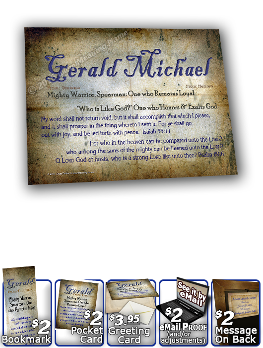 8x10-SM16, personalized 10x12 name meaning print, framed with  name meaning & Bible verse, , personalized, old ancient grunge secret gerald