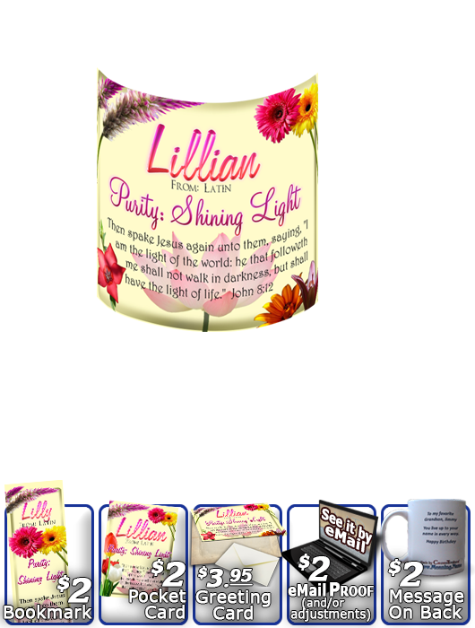 MU-FL18, Coffee Mug with Name Meaning and  Bible Verse, personalized, flower,  lillian flower floral garden