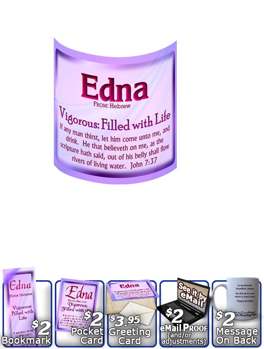 MU-SM06, Coffee Mug with Name Meaning and  Bible Verse, personalized, baby name purple pink edna simple basic