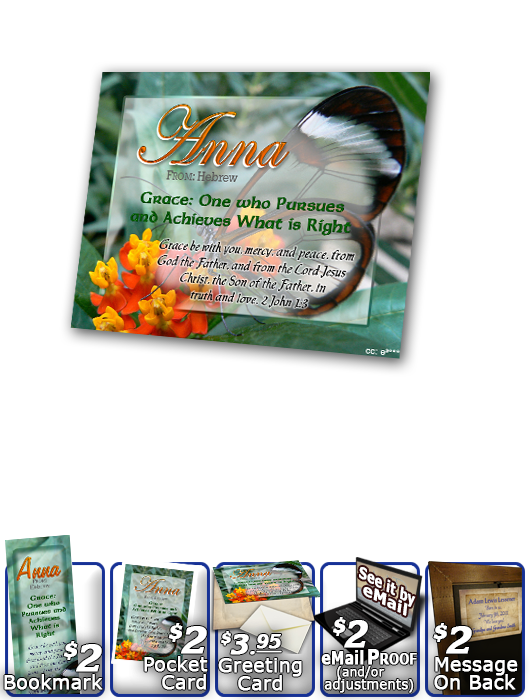 PL-BF13, Name Meaning Print,  Framed, Bible Verse butterfly  green garden anna