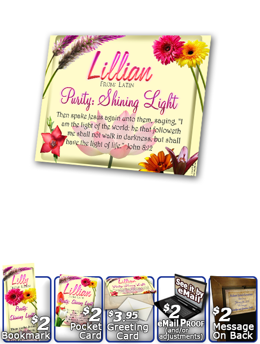 PL-FL18, Name Meaning Print,  Framed, Bible Verse, personalized, flower,  lillian flower floral garden