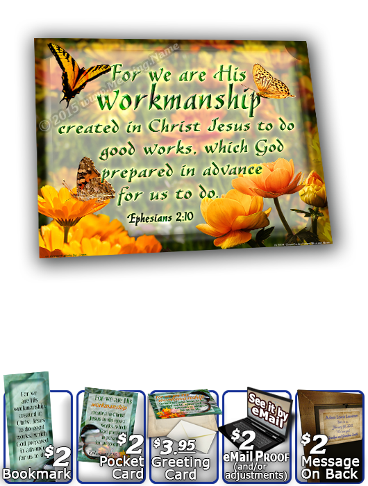 SG-8x10-BF13, Large 10x12 Plaque with Custom Bible Verse butterfly  green garden, Ephesians 2:10