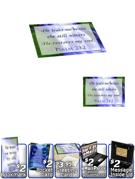 SG-MB-WA02, Custom Bible Verse on a Music Box, Bible Verse, personalized, still waters waterfall, Psalm 23:2