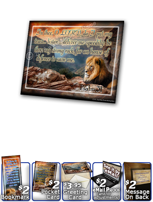 SG-PL-AN09, Custom Scripture Plaque,  Framed, Bible Verse, aria, lion, canyon, bravery, courage, Psalm 31:23