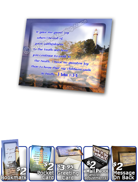 SG-PL-LH38, Custom Scripture Plaque,  Framed, Bible Verse, personalized, lighthouse light, 3 John 1:3-5
