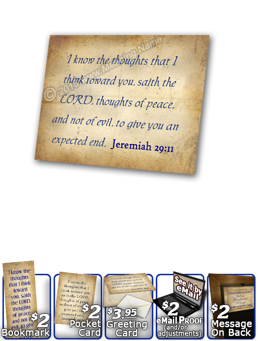 SG-PL-SM03, Custom Scripture Plaque,  Framed, Bible Verse, personalized, simple parchment, Jeremiah 29:11