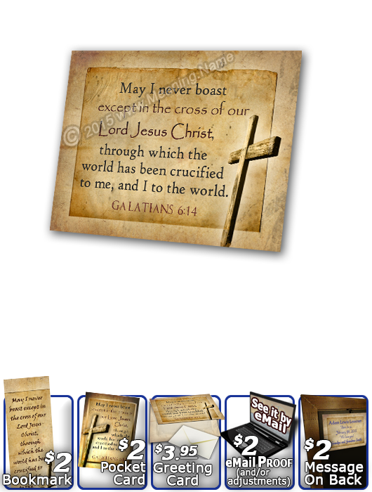 SG-PL-SY42, Custom Scripture Plaque,  Framed, Bible Verse, personalized, old rugged cross parchment  Jesus Yeshua, Galatians 6:14.