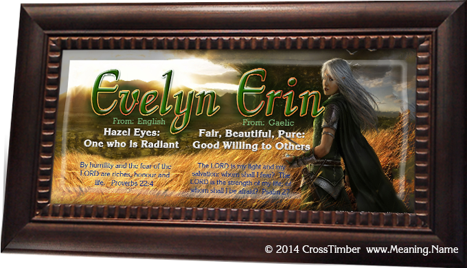 CR06 elven princess in field with name meaning print, framed