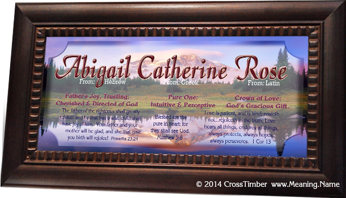 SC28, name meaning print, framed, mountain, abigail catherine rose name meanings