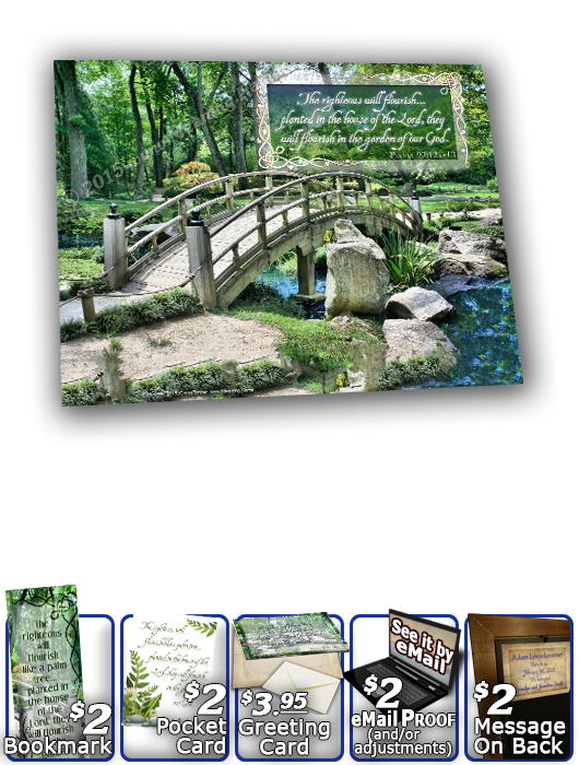 SG-8x10-SC08, Large 10x12 Plaque with Custom Bible Verse, personalized, garden bridge, Psalm 92:12a-13