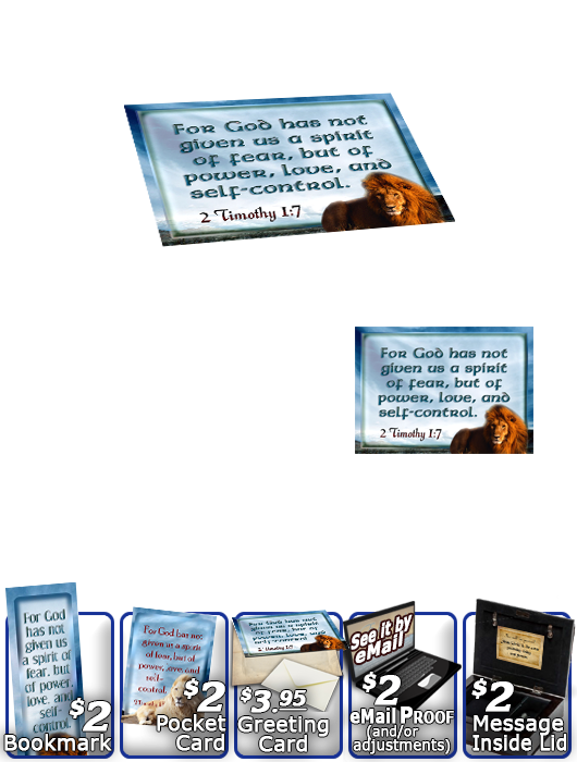 SG-MB-AN06, Custom Bible Verse on a Music Box, Bible Verse  lion, bravery courage, 2 Timothy 1:7