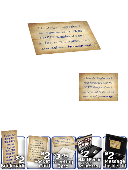 SG-MB-SM03, Custom Bible Verse on a Music Box, Bible Verse, personalized, simple parchment, Jeremiah 29:11