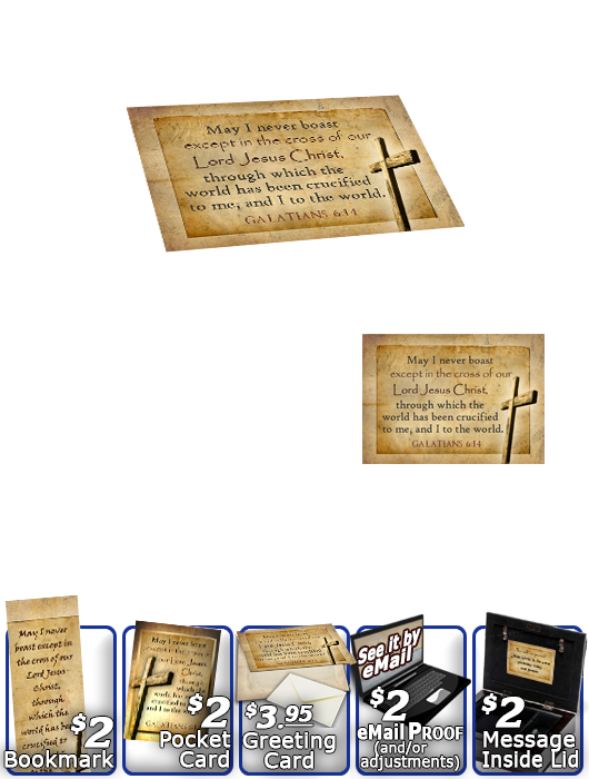 SG-MB-SY42, Custom Bible Verse on a Music Box, Bible Verse, personalized, old rugged cross parchment  Jesus Yeshua, Galatians 6:14.