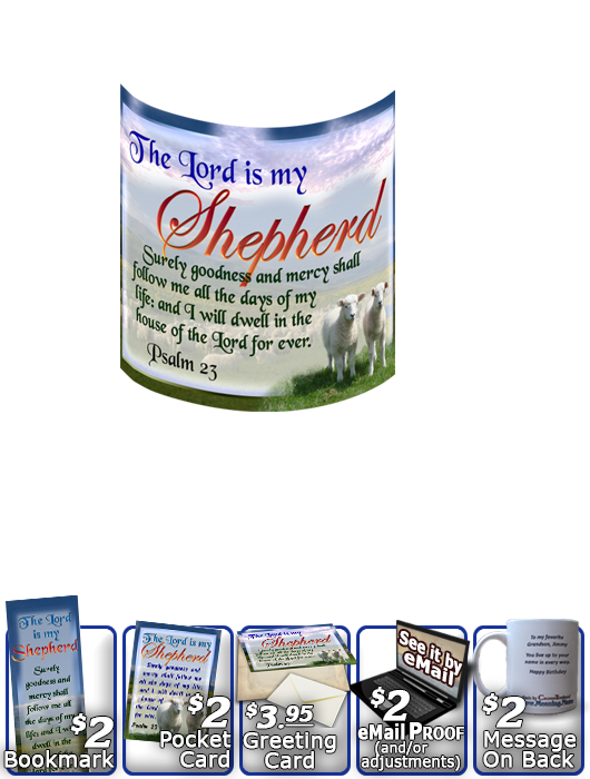 SG-MU-AN03, Coffee Mug with Custom Bible Verse two lambs sheep, Psalm 23, Shepherd