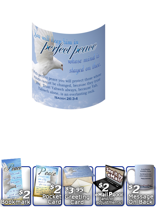 SG-MU-AN14, Coffee Mug with Custom Bible Verse  dove peace, John 14:27, Isaiah 26:3