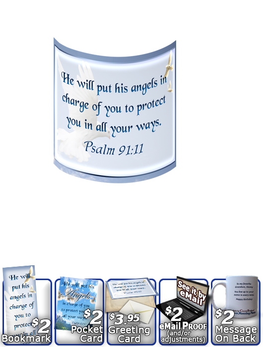 SG-MU-AN15, Coffee Mug with Custom Bible Verse  dove peace angels, Psalm 91:11