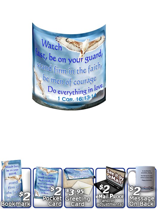 SG-MU-AN52, Coffee Mug with Custom Bible Verse  white hawk  bird, 1 Corinthians 16:13-14
