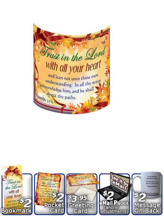 SG-MU-LE10, Coffee Mug with Custom Bible Verse, personalized, tree leaves leaf autumn fall, Proverbs 3:5-6