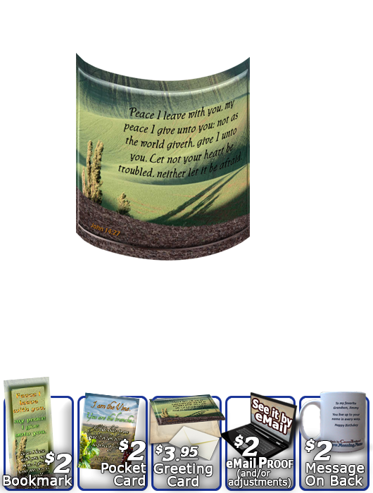 SG-MU-SC14, Coffee Mug with Custom Bible Verse, personalized,  rolling hills peace Italy, John 14:27