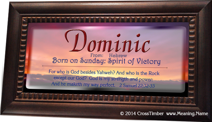 SS03 name meaning print with red sunset and the name and meaning and verse for dominic